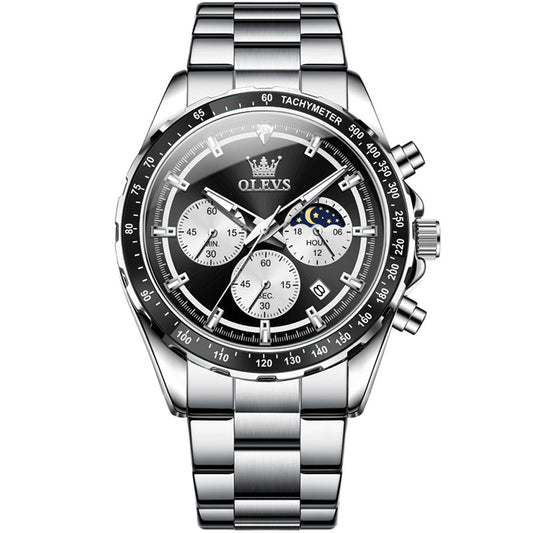 OLEVS 2945 Watches For Men Business Dress Luxury Casual Analog Quartz Stainless Steel Waterproof Luminous Date Men Wrist Watches Reloj Para Hombre Black Dial