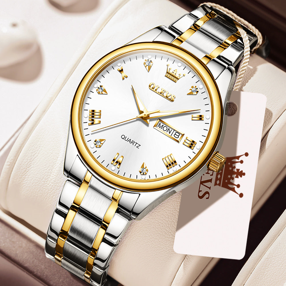 OLEVS 5563 Watches for Men Business Dress Analog Quartz Luxury Black Stainless Steel Waterproof Luminous Classic with Date Mens Wrist Watches Reloj para Hombre