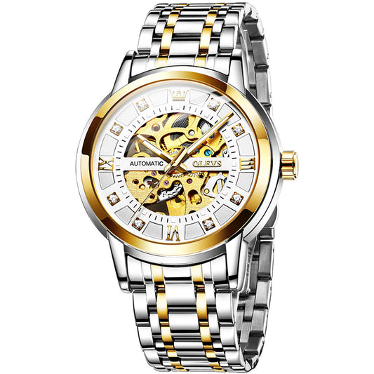 OLEVS 9901 Watches for Men Automatic Watch Mechanical Gold Wrist Watches Luxury Diamond Stainess Steel Waterproof Luminous