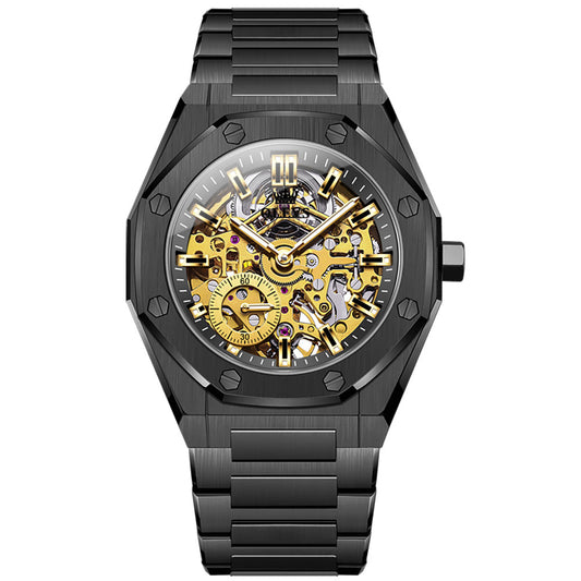 OLEVS 6669 Automatic Watches for Men Self Winding Mechanical Skeleton Luxury Dress Stainless Steel Waterproof Luminous Mens Wrist Watches Reloj Para Hombre