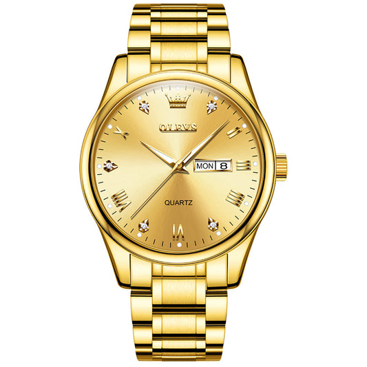 OLEVS 5563 Watches for Men Business Dress Analog Quartz Luxury Black Stainless Steel Waterproof Luminous Classic with Date Mens Wrist Watches Reloj para Hombre