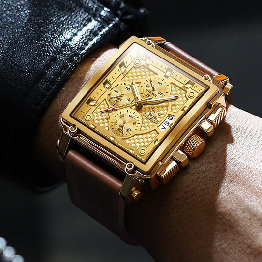OLEVS 9925 Watches for Men Chronograph Fashion Dress Watch Waterproof Luminous Casual Square Wrist Watches