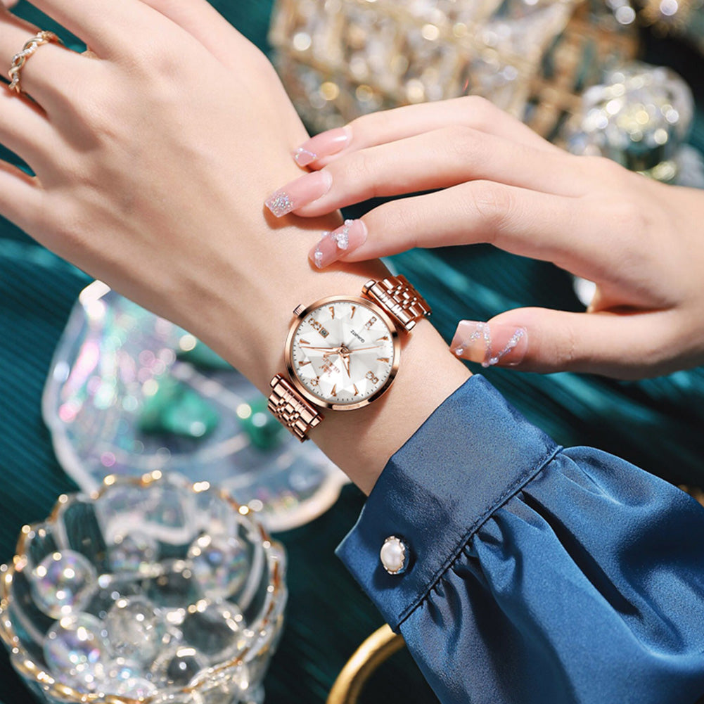 OLEVS 5536 Watch for Women Set Fashion Ladys Wrist Watch Minimalist with Rose Gold Bracelet Waterproof Wrist Watches