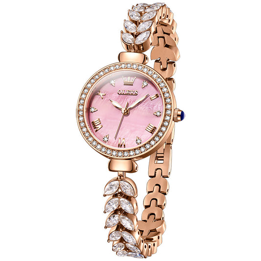 OLEVS 9971 Mermaid Full Diamond Quartz Women's Watch: Waterproof, Luminous, Fully Diamond-Set, Mermaid-Themed Design.