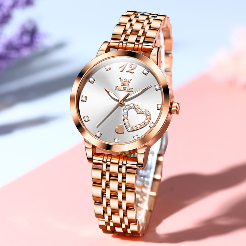 OLEVS 5189 Watch for Women Mesh Strap Fashion Rose Gold Dress Watches