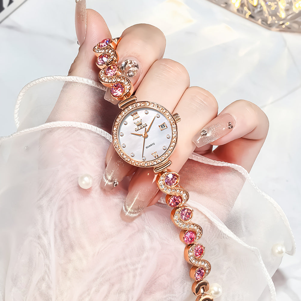 OLEVS 5633 Watches for Womens Luxury Dress Classic Analog Quartz Stainless Steel Waterproof Date Fashion Ladies Wrist Watches Gift Relojes para Mujer Rose Gold/Silver