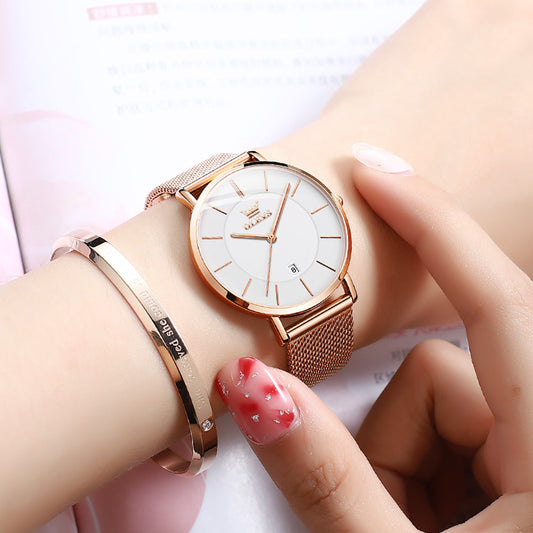 OLEVS 5869 Watch for Women Set Fashion Ladys Wrist Watch Minimalist with Rose Gold Bracelet Analog Quartz Date Waterproof Wrist Watches
