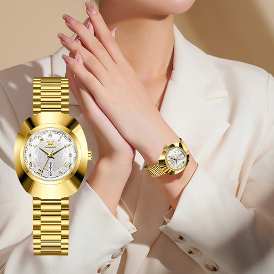 OLEVS 7008 Women's Quartz Watch with Date and Weekday Sub-Dials, Diamond Accents, Roman Numerals, 3ATM Water Resistance