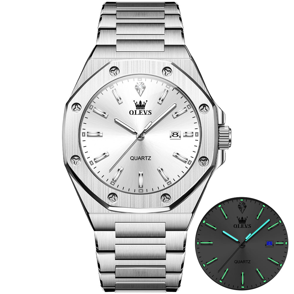 OLEVS 3613 Men's Watch with Gold Bracelet, Business Style, Gift-Ready, 3ATM Waterproof