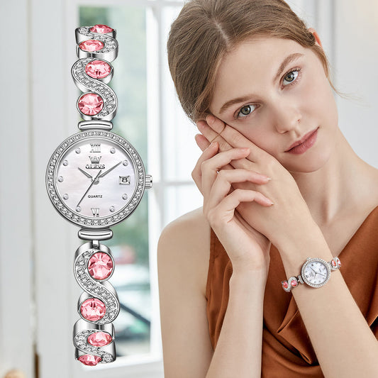 OLEVS 5633 Watches for Womens Luxury Dress Classic Analog Quartz Stainless Steel Waterproof Date Fashion Ladies Wrist Watches Gift Relojes para Mujer Rose Gold/Silver