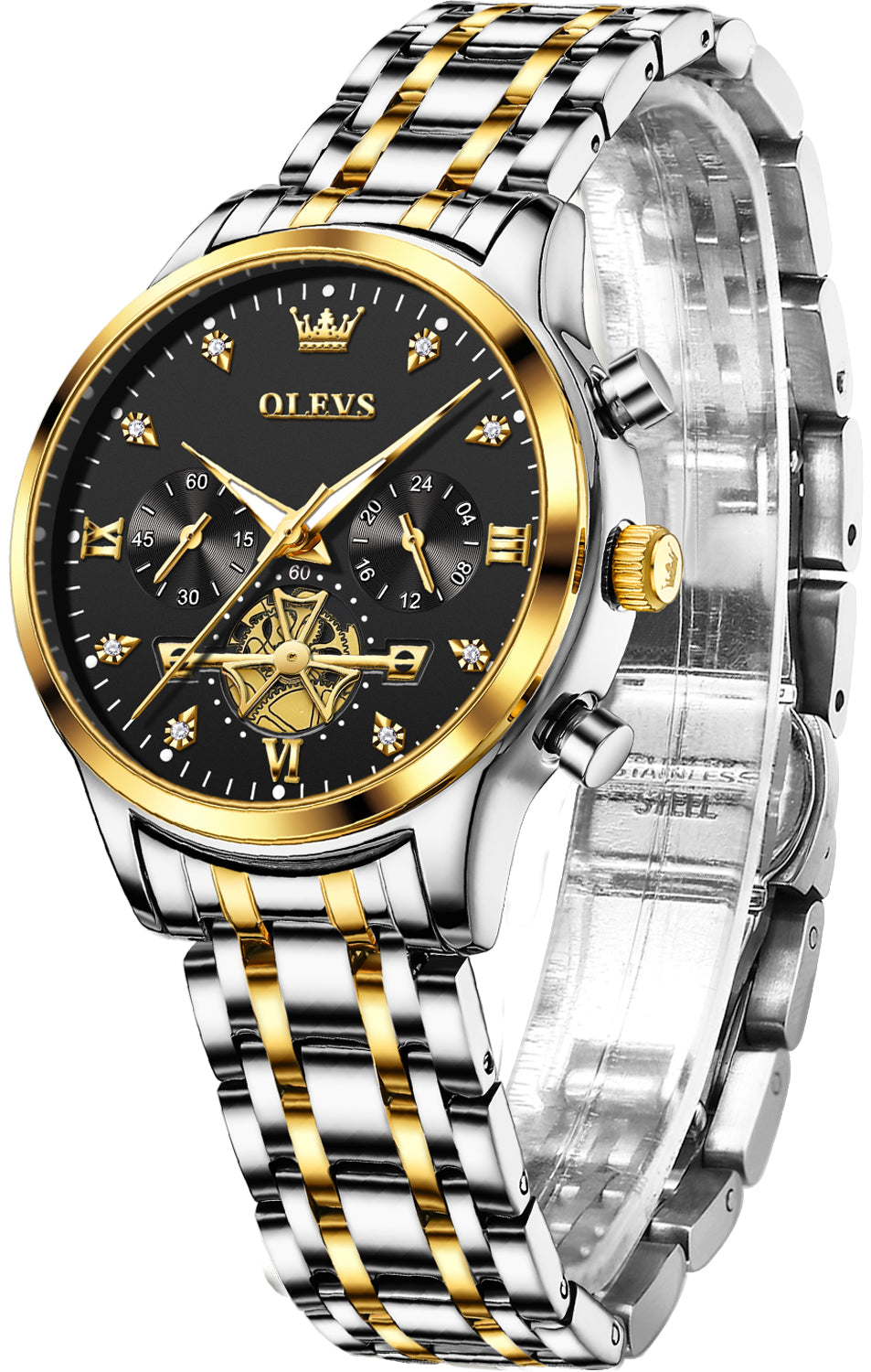 OLEVS 2897 Watches for Womens Business Luxury Casual Analog Quartz Diamond Stainless Steel Chronograph Waterproof Luminous ladies Watches Reloj Para Mujer Gold/White/Black/Blue