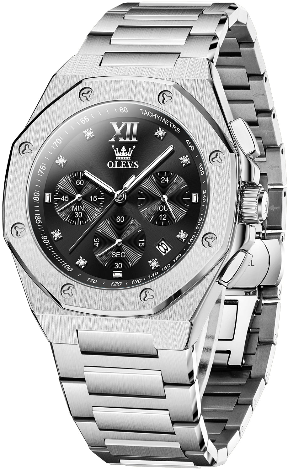 OLEVS 3626 Watches for Men Business Dress Analog Quartz Chronograph Gold Plated Stainless Steel Waterproof Luminous Date Classic Mens Wrist Watches Reloj Para Hombre