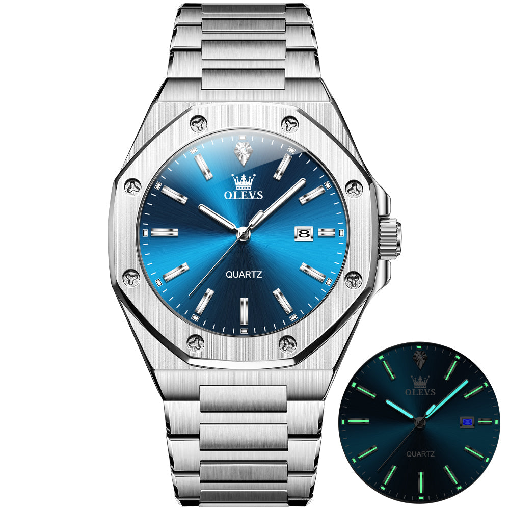 OLEVS 3613 Men's Watch with Gold Bracelet, Business Style, Gift-Ready, 3ATM Waterproof