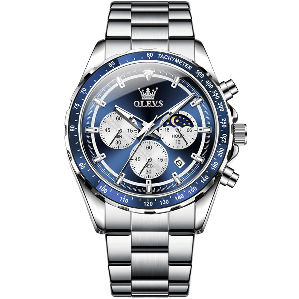 OLEVS 2945 Watches For Men Business Dress Luxury Casual Analog Quartz Stainless Steel Waterproof Luminous Date Men Wrist Watches Reloj Para Hombre Black Dial