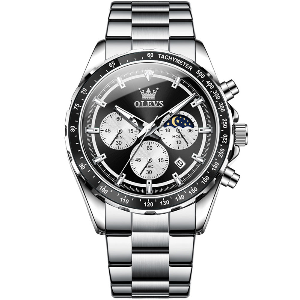 OLEVS 2945 Watches For Men Business Dress Luxury Casual Analog Quartz Stainless Steel Waterproof Luminous Date Men Wrist Watches Reloj Para Hombre Black Dial