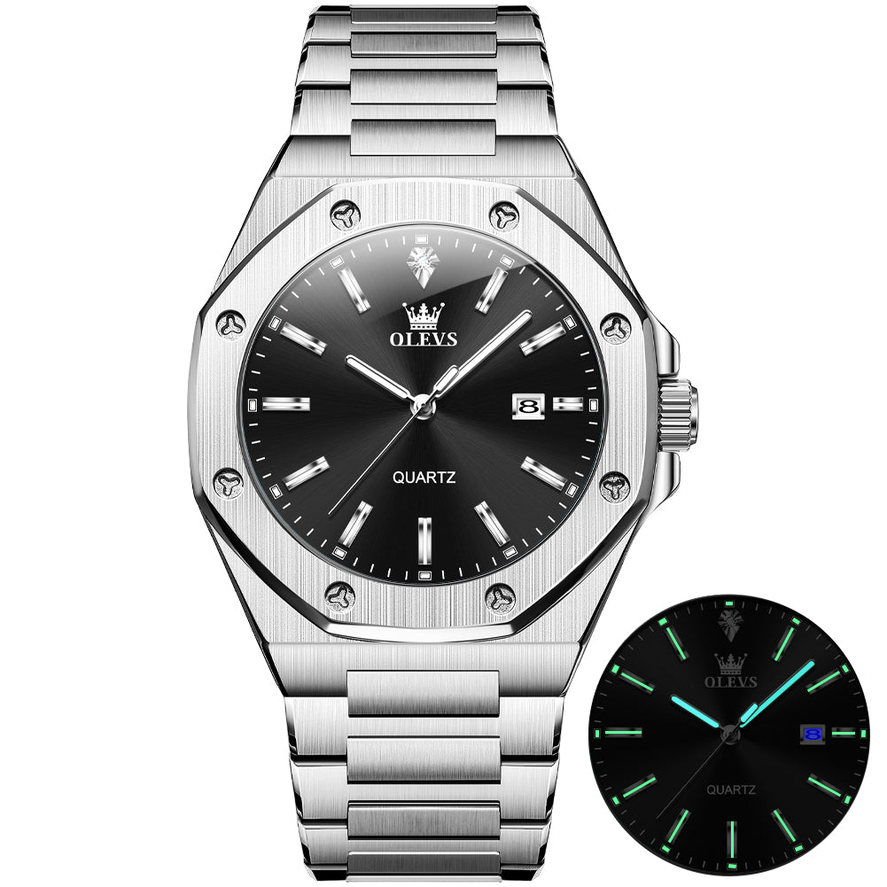 OLEVS 3613 Men's Watch with Gold Bracelet, Business Style, Gift-Ready, 3ATM Waterproof