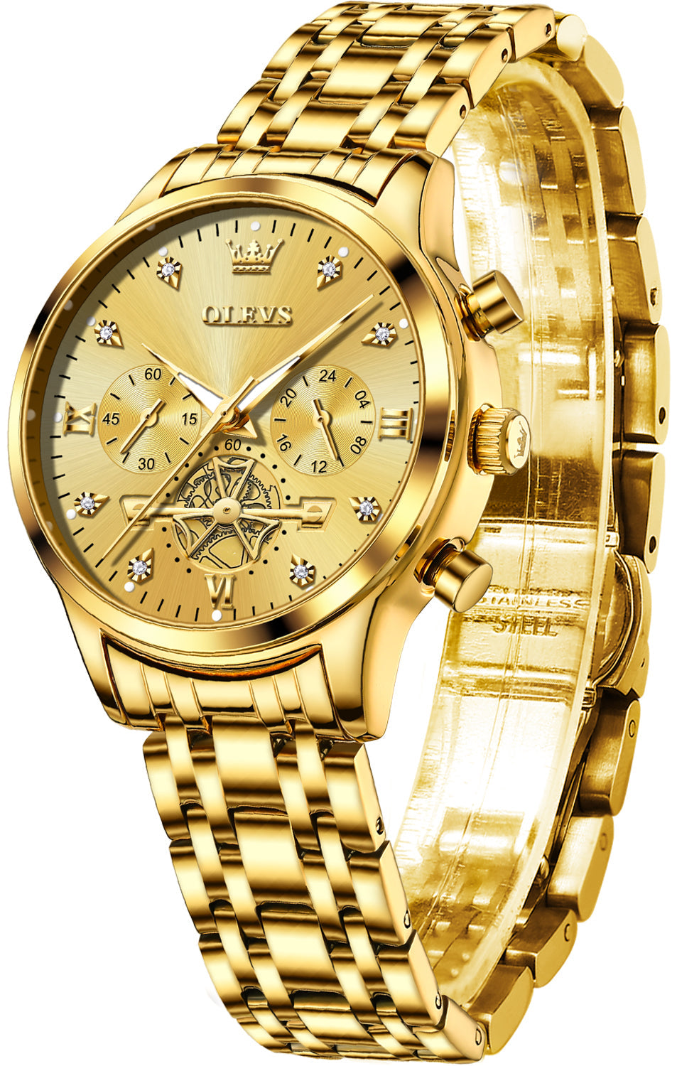 OLEVS 2897 Watches for Womens Business Luxury Casual Analog Quartz Diamond Stainless Steel Chronograph Waterproof Luminous ladies Watches Reloj Para Mujer Gold/White/Black/Blue