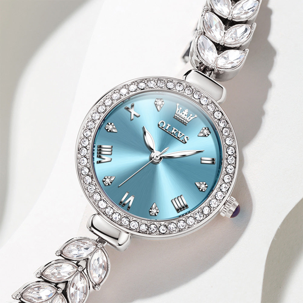OLEVS 9971 Mermaid Full Diamond Quartz Women's Watch: Waterproof, Luminous, Fully Diamond-Set, Mermaid-Themed Design.