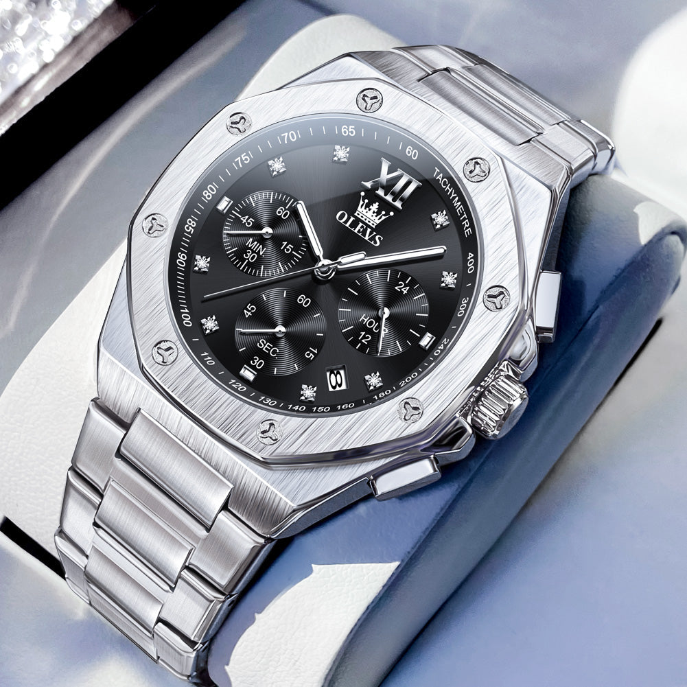 OLEVS 3626 Watches for Men Business Dress Analog Quartz Chronograph Gold Plated Stainless Steel Waterproof Luminous Date Classic Mens Wrist Watches Reloj Para Hombre