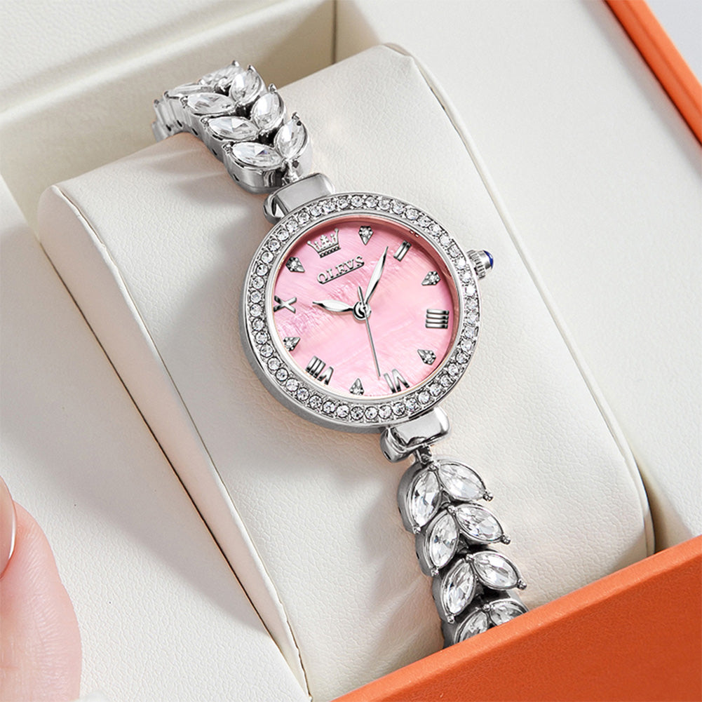 OLEVS 9971 Mermaid Full Diamond Quartz Women's Watch: Waterproof, Luminous, Fully Diamond-Set, Mermaid-Themed Design.