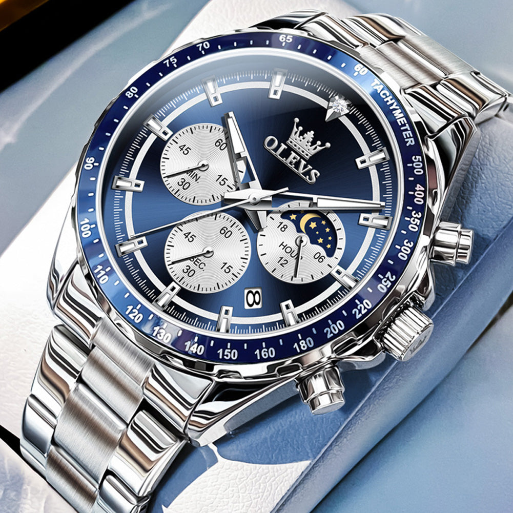 OLEVS 2945 Watches For Men Business Dress Luxury Casual Analog Quartz Stainless Steel Waterproof Luminous Date Men Wrist Watches Reloj Para Hombre Black Dial