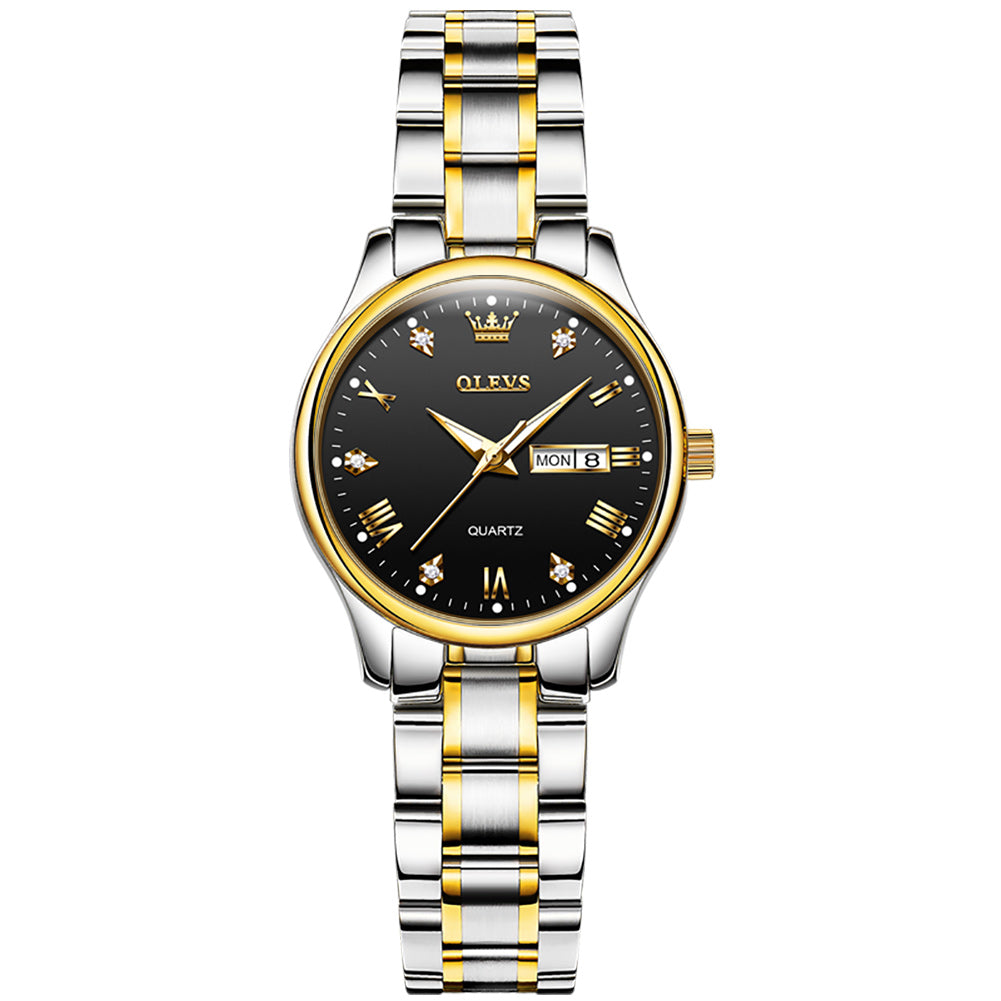 OLEVS 5563 Watch for Women Diamond Fashion Elegant Dress Ladies Watch Two Tone Wrist Watches Waterproof Luminous