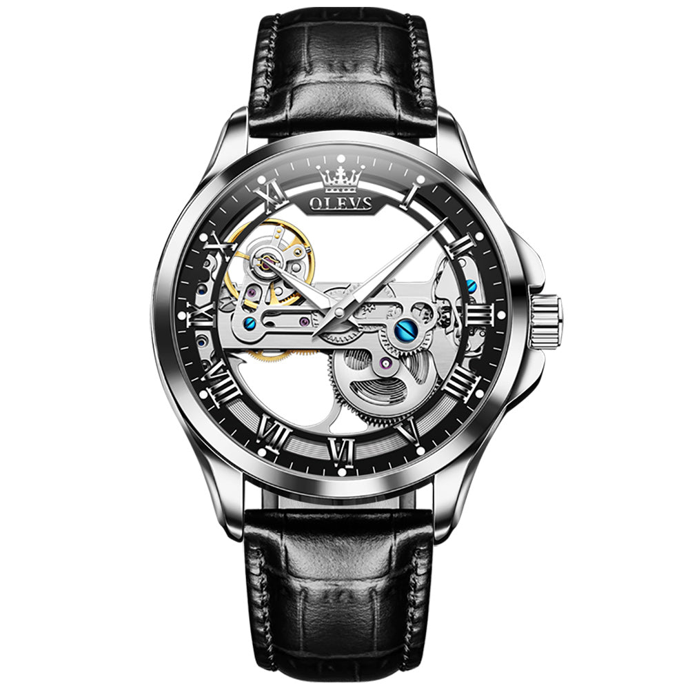 OLEVS 6661 Skeleton Watches for Men Automatic Self Winding Mechanical Luxury Dress Waterproof Luminous Men Wrist Watch