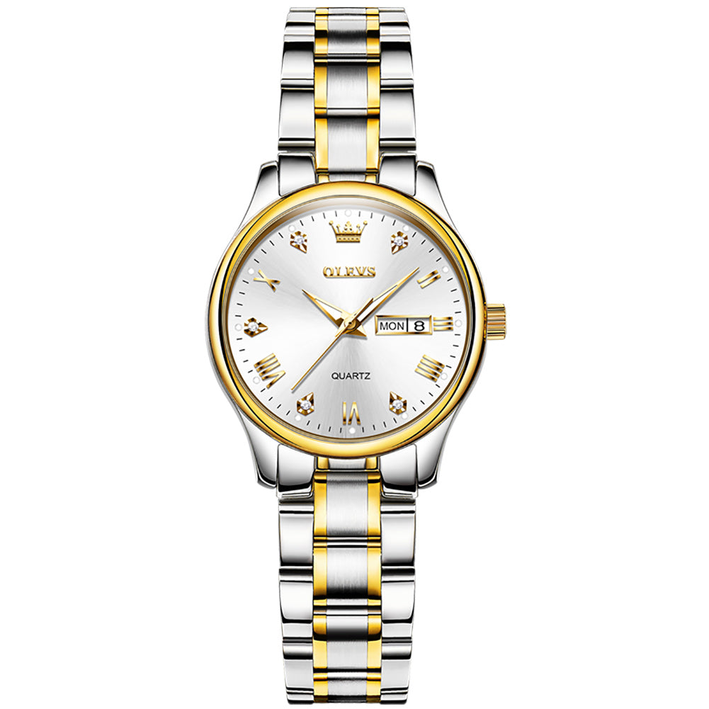 OLEVS 5563 Watch for Women Diamond Fashion Elegant Dress Ladies Watch Two Tone Wrist Watches Waterproof Luminous