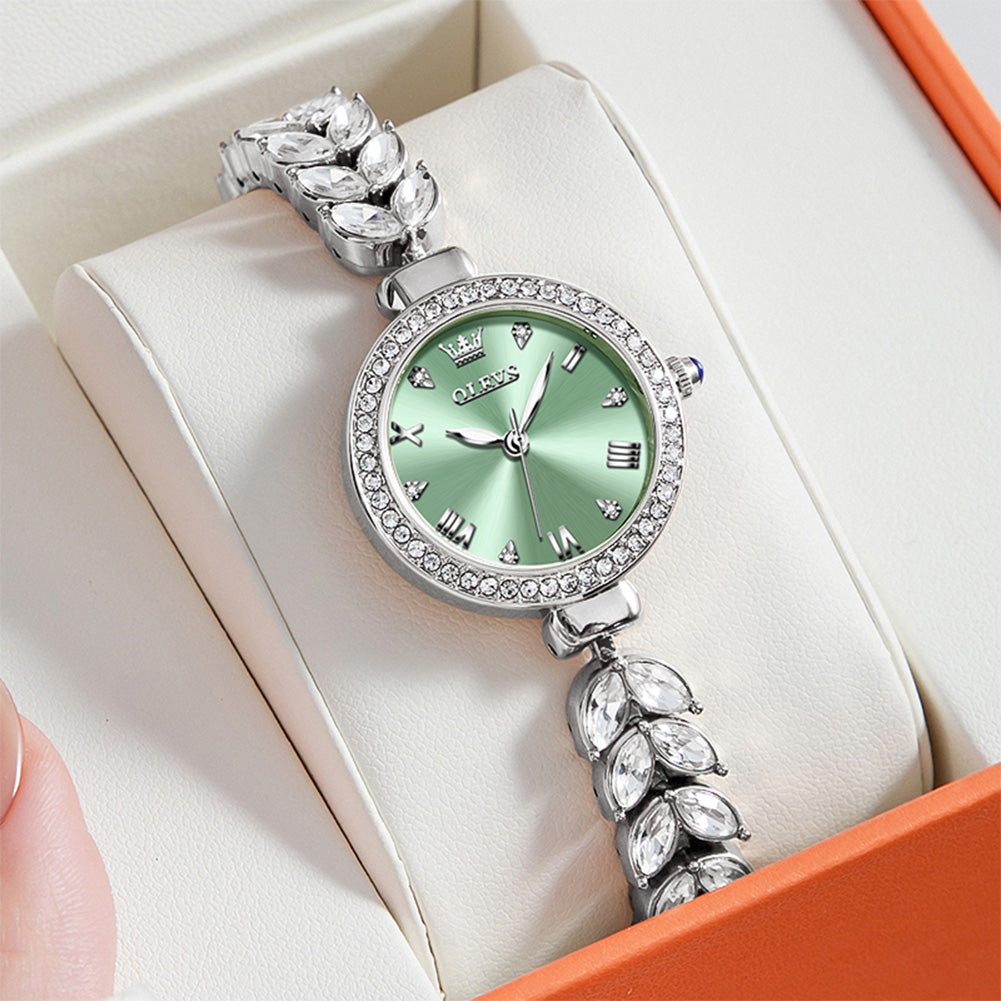 OLEVS 9971 Mermaid Full Diamond Quartz Women's Watch: Waterproof, Luminous, Fully Diamond-Set, Mermaid-Themed Design.
