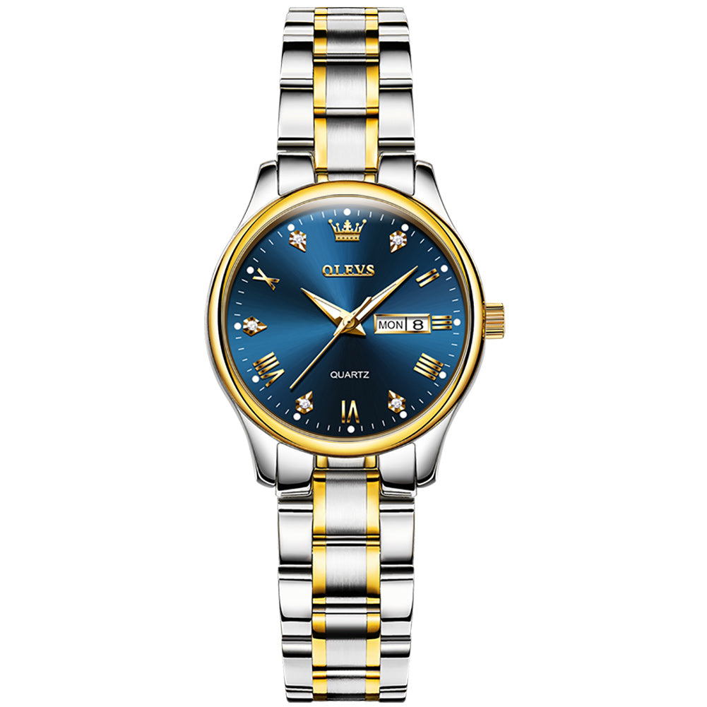 OLEVS 5563 Watch for Women Diamond Fashion Elegant Dress Ladies Watch Two Tone Wrist Watches Waterproof Luminous