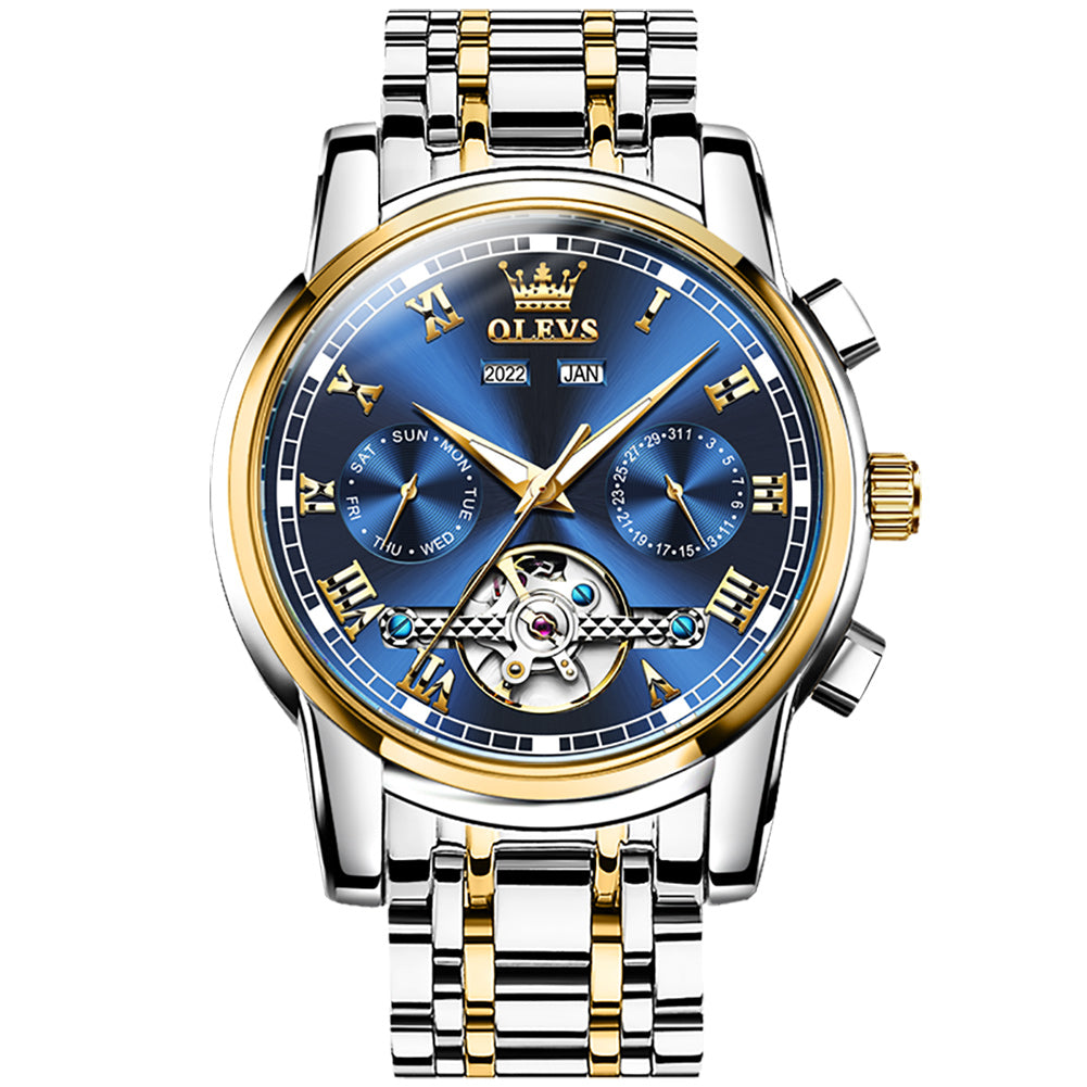 OLEVS 6607 Automatic Watch for Men Self Winding Mechanical Luxury Calendar Waterproof Luminous Wrist Watches