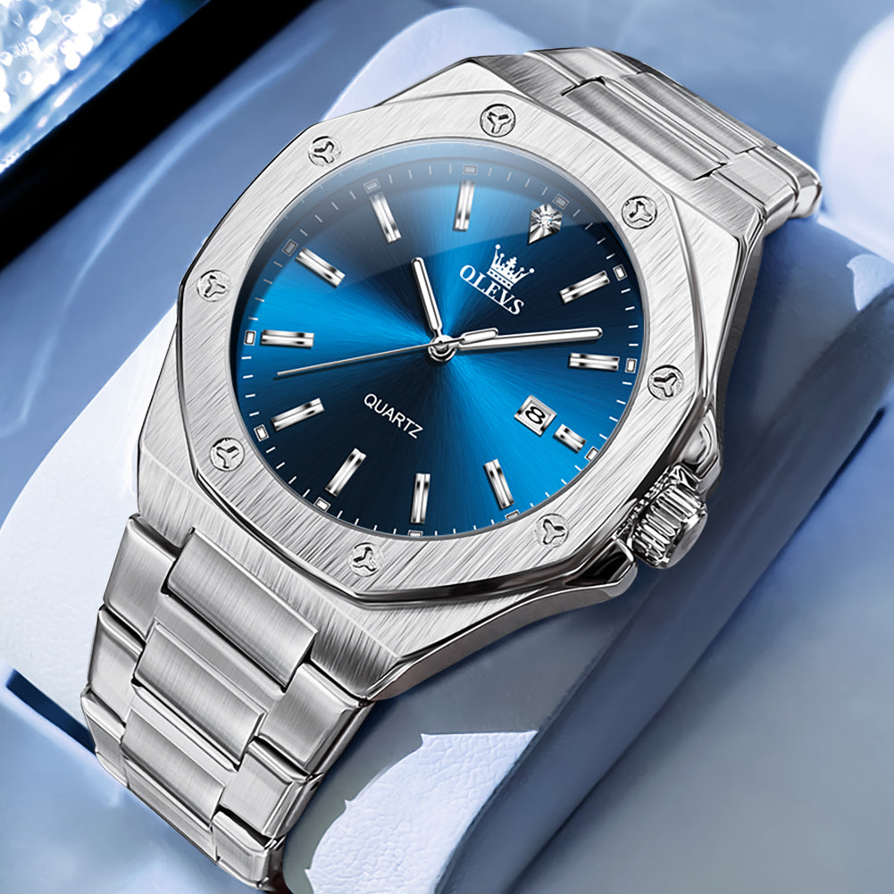 OLEVS 3613 Men's Watch with Gold Bracelet, Business Style, Gift-Ready, 3ATM Waterproof