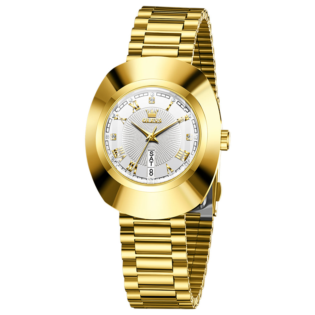 OLEVS 7008 Women's Quartz Watch with Date and Weekday Sub-Dials, Diamond Accents, Roman Numerals, 3ATM Water Resistance