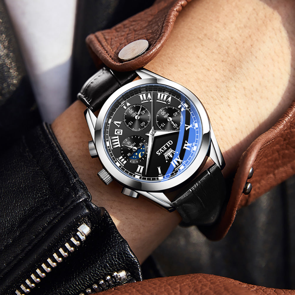 OLEVS 2871 Mens Watches Brown Black Chronograph Fashion Watch Luminous Waterproof Casual Wrist Watches
