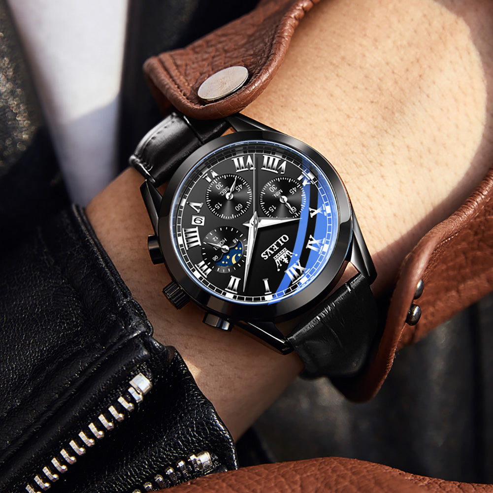 OLEVS 2871 Mens Watches Brown Black Chronograph Fashion Watch Luminous Waterproof Casual Wrist Watches