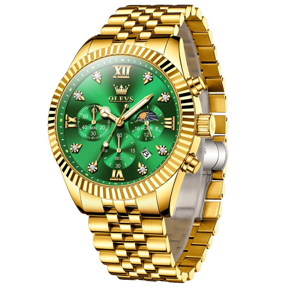 OLEVS 2932 Men's Watch with Gold Bracelet, Business Style, Gift-Ready, 3ATM Waterproof