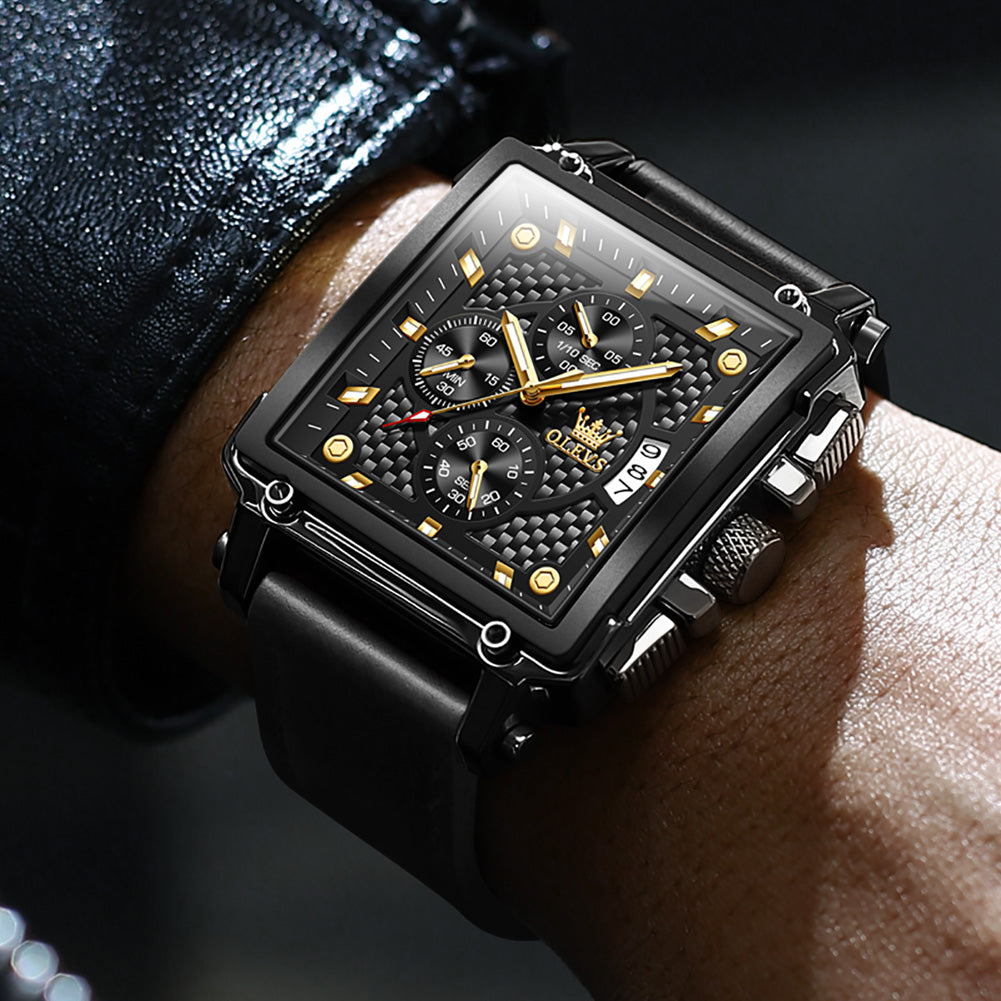 OLEVS 9925 Watches for Men Chronograph Fashion Dress Watch Waterproof Luminous Casual Square Wrist Watches