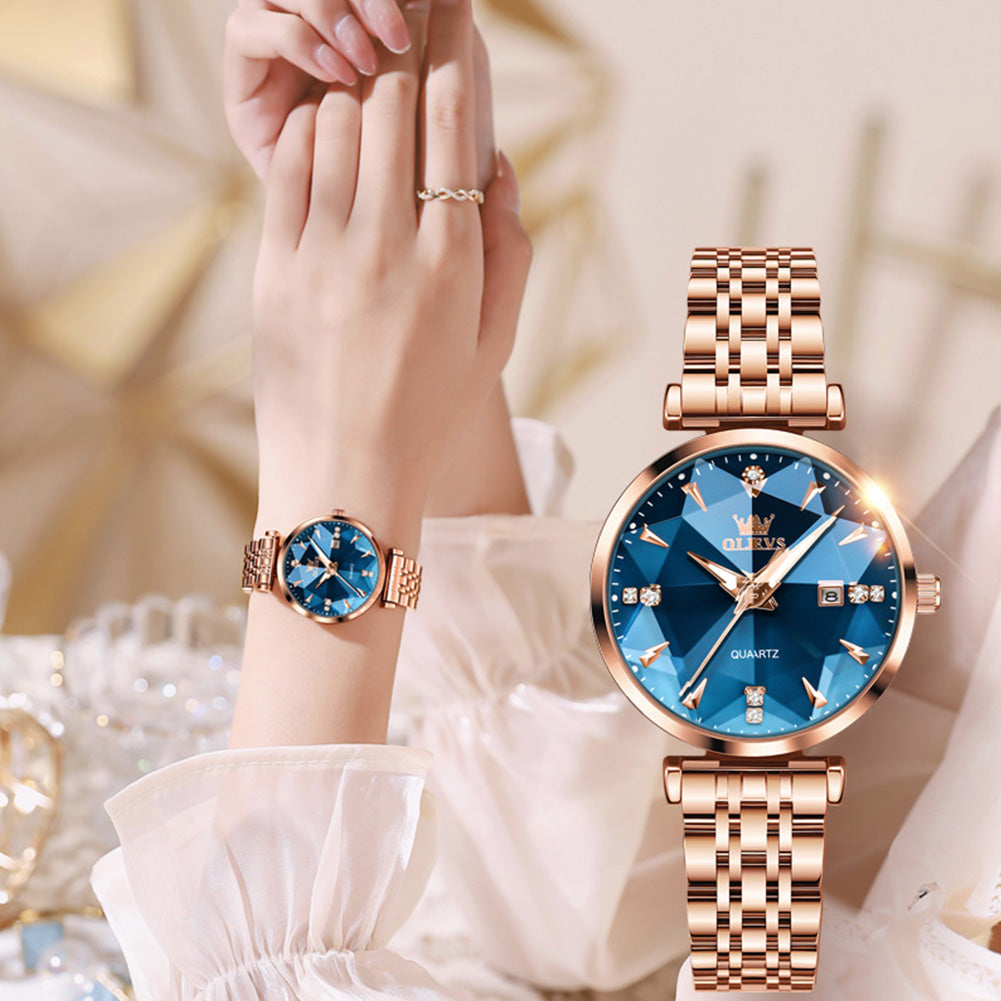 OLEVS 5536 Watch for Women Set Fashion Ladys Wrist Watch Minimalist with Rose Gold Bracelet Waterproof Wrist Watches