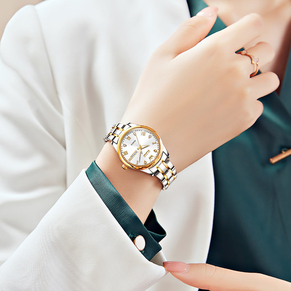 OLEVS 5563 Watch for Women Diamond Fashion Elegant Dress Ladies Watch Two Tone Wrist Watches Waterproof Luminous