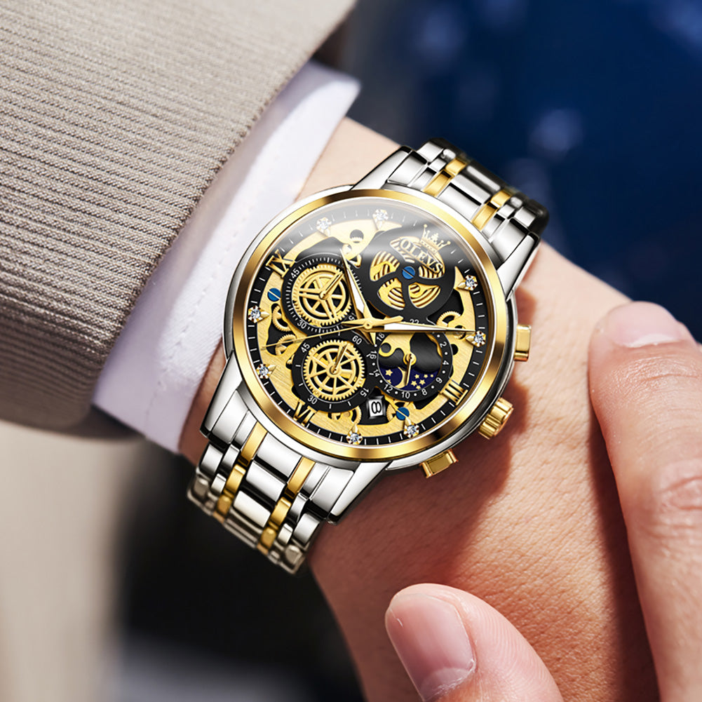 OLEVS 9947 Mens Watch Chronograph Luxury Diamond Dress Wrist Watches Waterproof Luminous