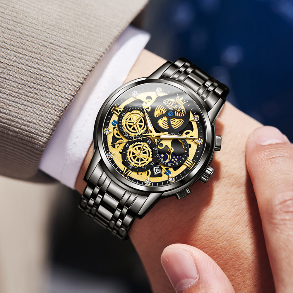 OLEVS 9947 Mens Watch Chronograph Luxury Diamond Dress Wrist Watches Waterproof Luminous
