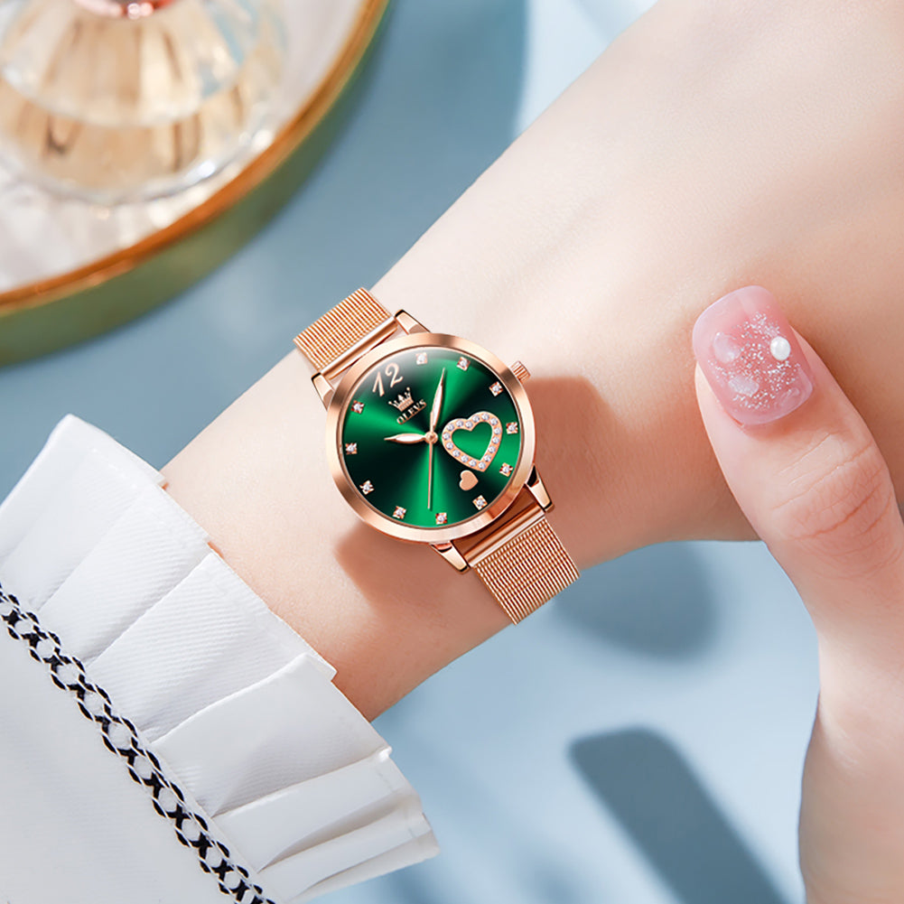 OLEVS 5189 Watch for Women Mesh Strap Fashion Rose Gold Dress Watches
