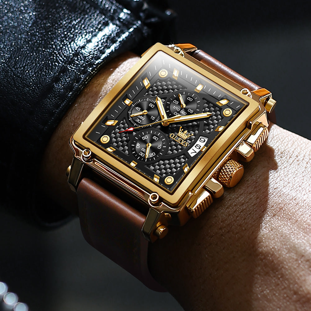 OLEVS 9925 Watches for Men Chronograph Fashion Dress Watch Waterproof Luminous Casual Square Wrist Watches
