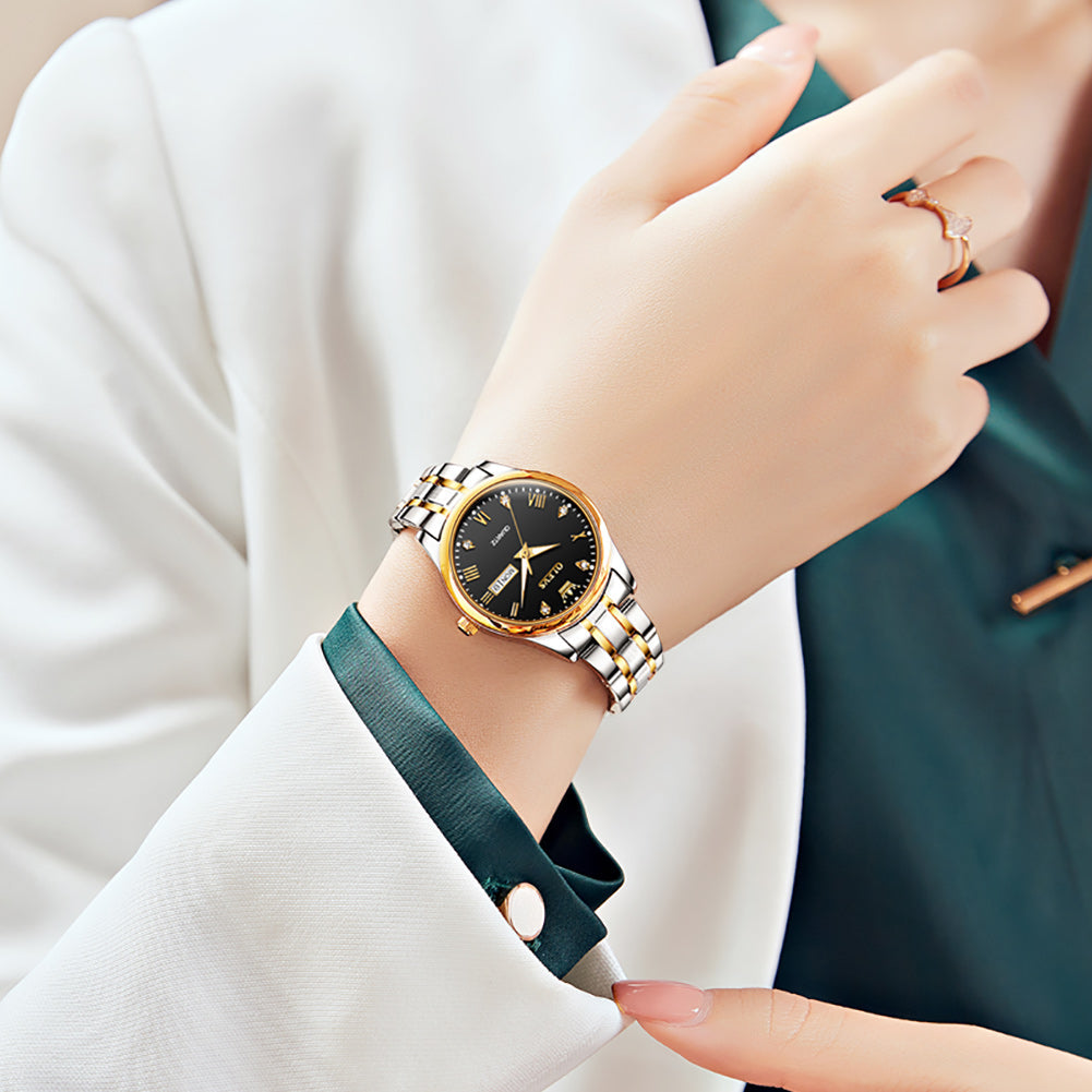 OLEVS 5563 Watch for Women Diamond Fashion Elegant Dress Ladies Watch Two Tone Wrist Watches Waterproof Luminous
