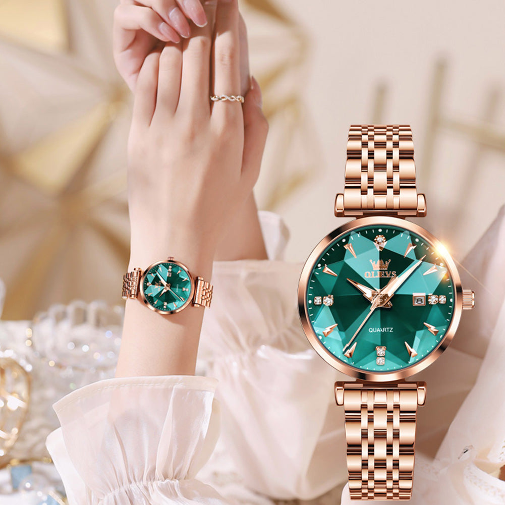OLEVS 5536 Watch for Women Set Fashion Ladys Wrist Watch Minimalist with Rose Gold Bracelet Waterproof Wrist Watches