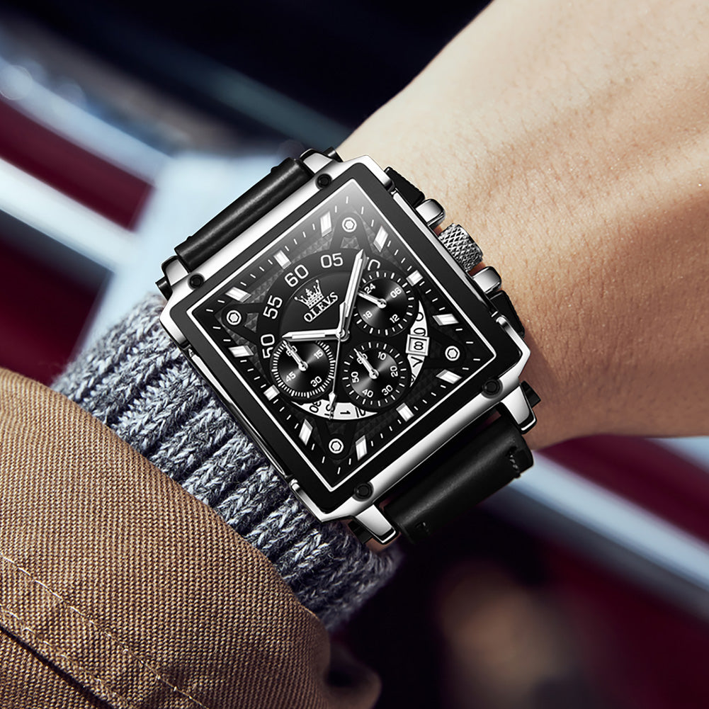 OLEVS 9919 Watches for Men Chronograph Fashion Dress Watch Waterproof Luminous Casual Square Wrist Watches