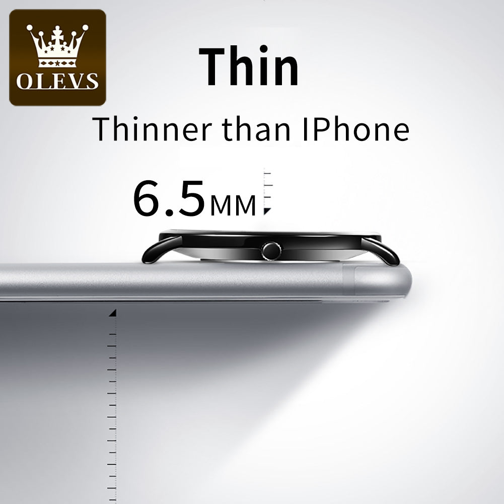 OLEVS  5869 Watches for Men Minimalist Ultra Thin Fashion Casual Analog Quartz Date Watch Waterproof Slim Simple Big Face Dress Mens Wrist Watches with Retro Leather Band for Men Reloj para Hombre