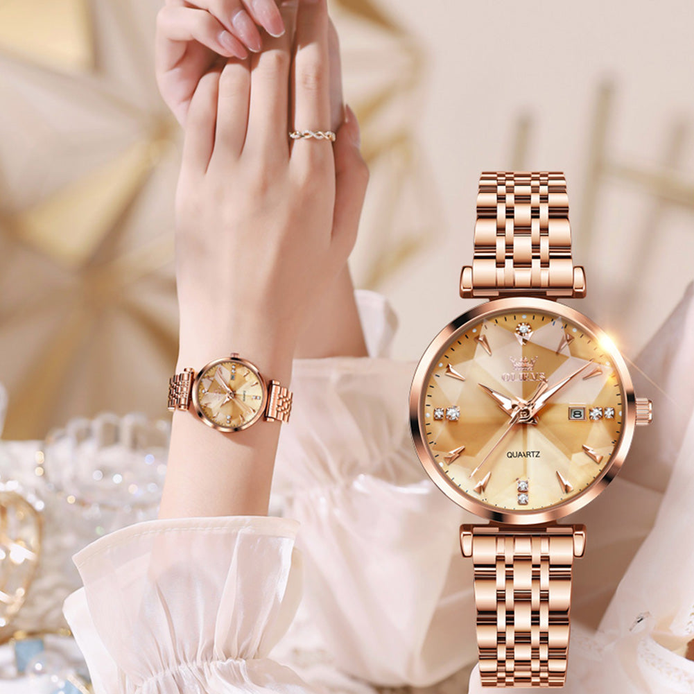 OLEVS 5536 Watch for Women Set Fashion Ladys Wrist Watch Minimalist with Rose Gold Bracelet Waterproof Wrist Watches