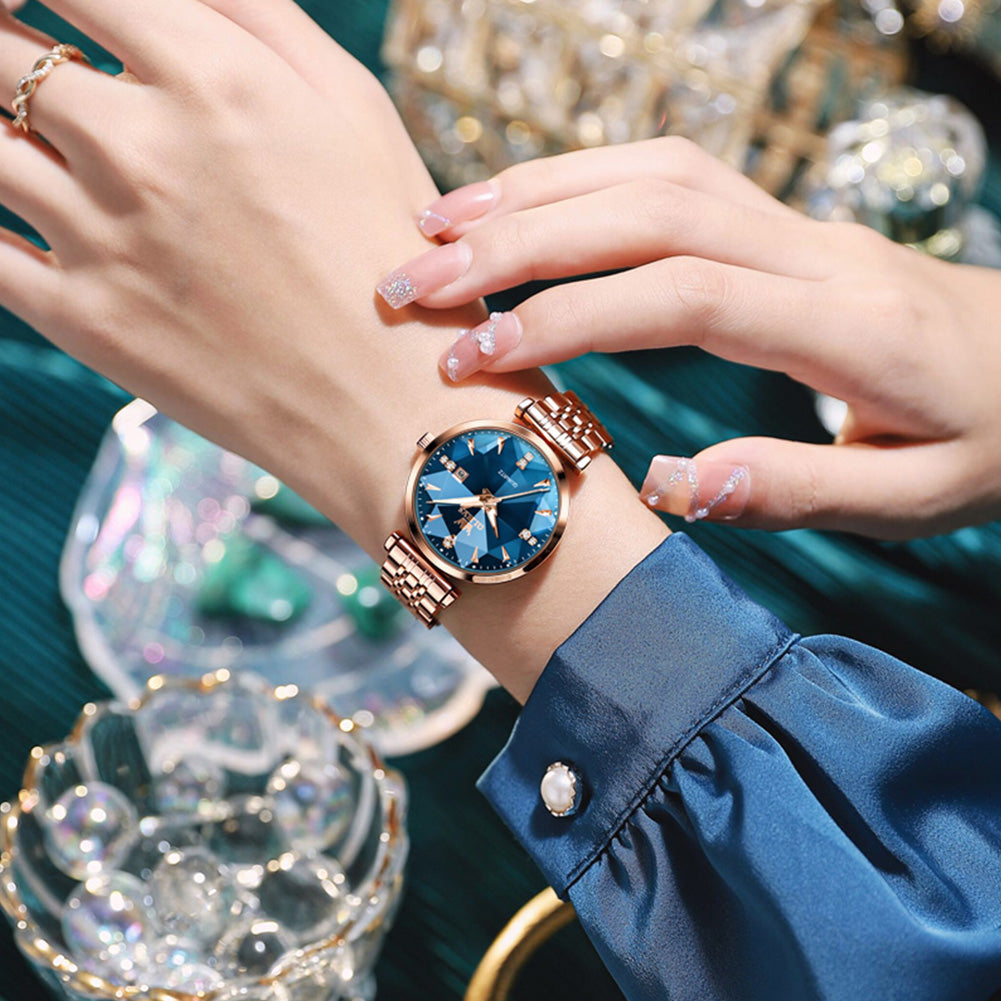 OLEVS 5536 Watch for Women Set Fashion Ladys Wrist Watch Minimalist with Rose Gold Bracelet Waterproof Wrist Watches