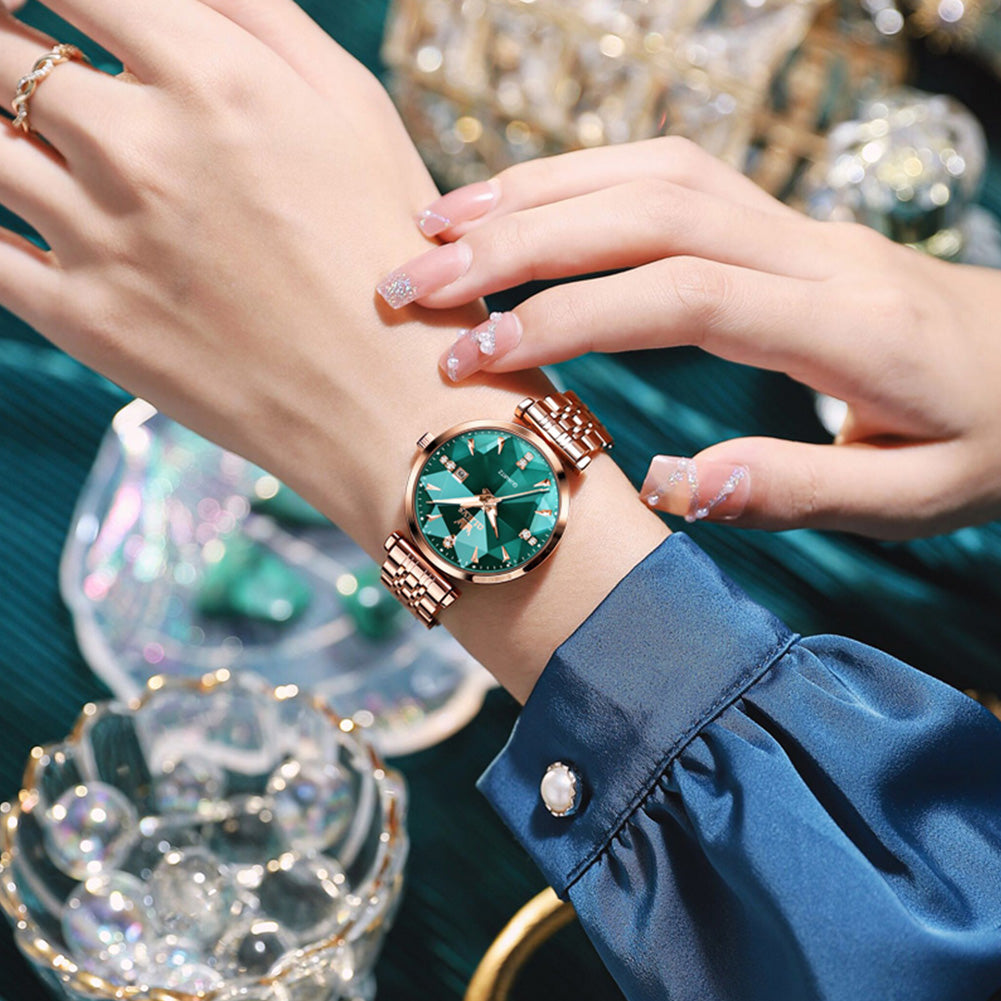 OLEVS 5536 Watch for Women Set Fashion Ladys Wrist Watch Minimalist with Rose Gold Bracelet Waterproof Wrist Watches